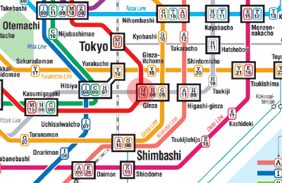 M-16 Ginza station map