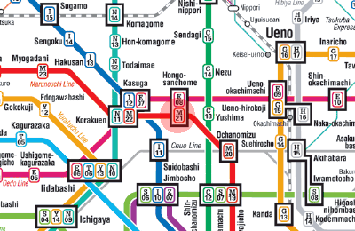 M-21 Hongo-Sanchome station map