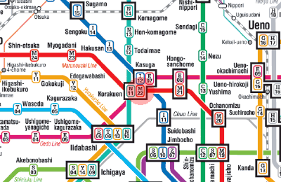M-22 Korakuen station map