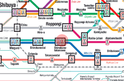 N-03 Shirokane-Takanawa station map