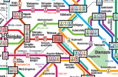 N-08 Yotsuya station map