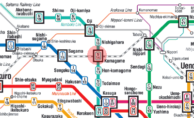 N-14 Komagome station map
