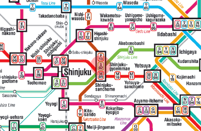S-02 Shinjuku-sanchome station map