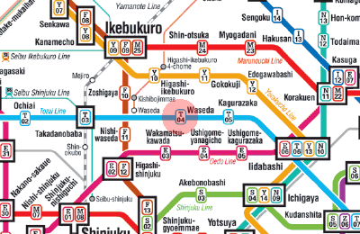 T-04 Waseda station map