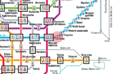 T-13 Kiba station map