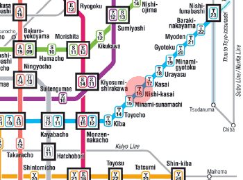 T-16 Nishi-Kasai station map