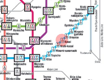 T-17 Kasai station map