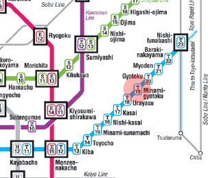 T-19 Minami-Gyotoku station map