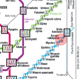 T-22 Baraki-Nakayama station map