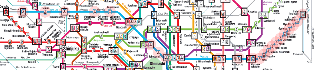 Tokyo Metro Tozai Line map