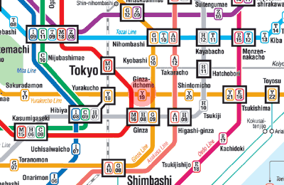 Y-19 Ginza-itchome station map