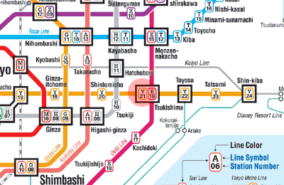 Y-21 Tsukishima station map