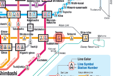 Y-22 Toyosu station map