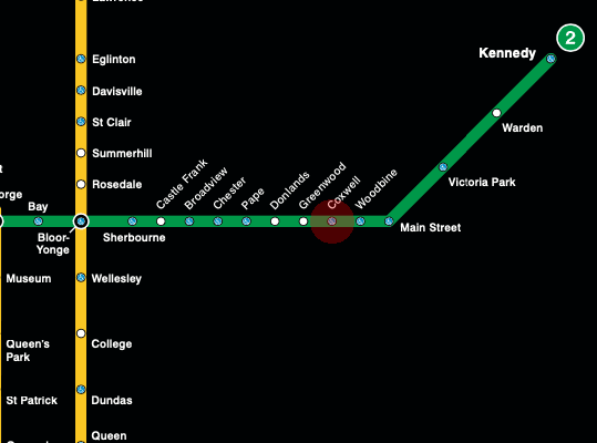 Coxwell station map