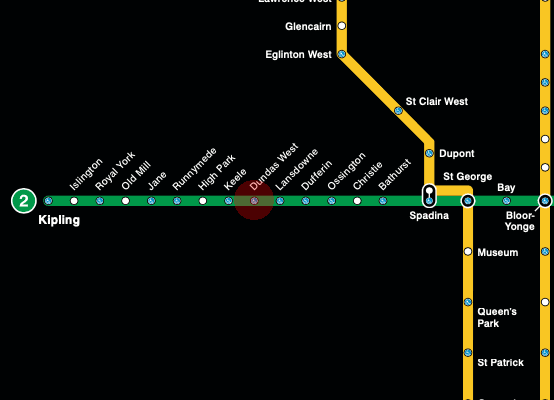 Dundas West station map