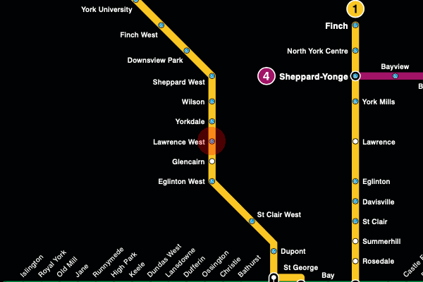 Lawrence West station map