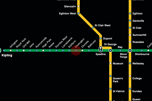 Ossington station map