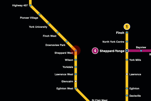 Sheppard West station map