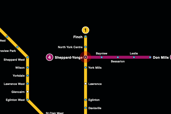 Sheppard-Yonge station map