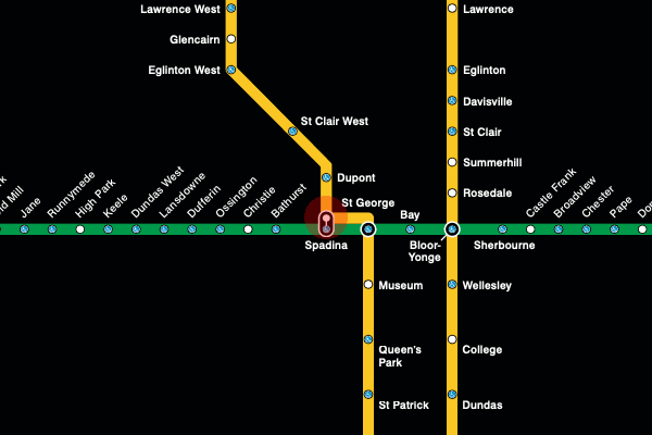 Spadina station map