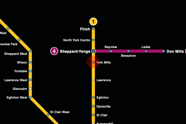 York Mills station map