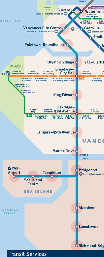 Vancouver SkyTrain Canada Line map