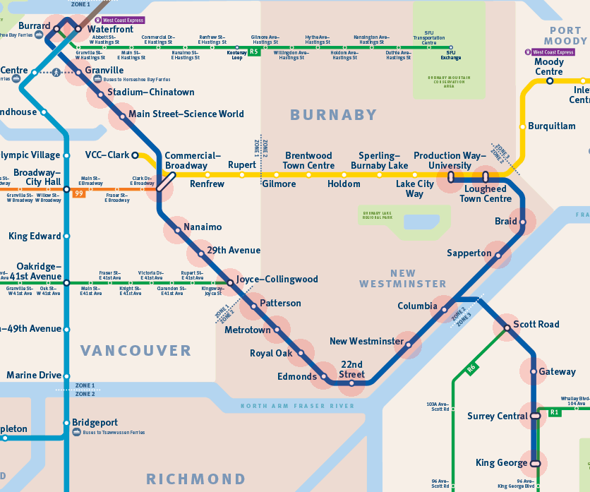 Vancouver SkyTrain Expo Line map