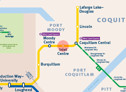 Inlet Centre station map