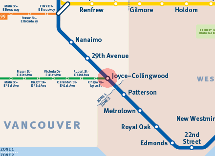 Joyce-Collingwood station map