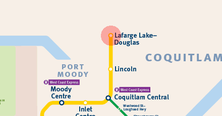 Lafarge Lake-Douglas station map