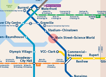 Main Street-Science World station map