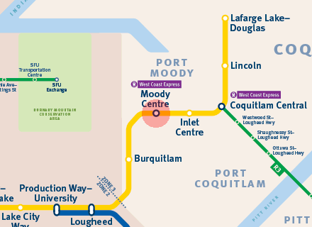 Moody Centre station map