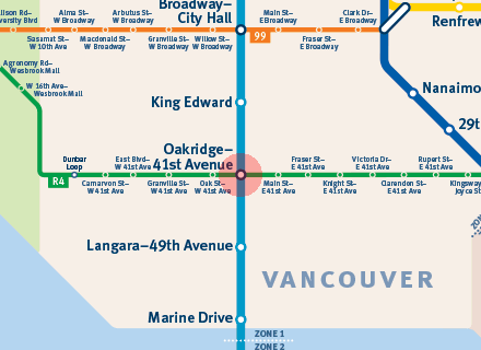 Oakridge-41st Avenue station map