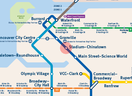 Stadium-Chinatown station map