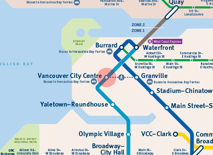 Vancouver City Centre station map