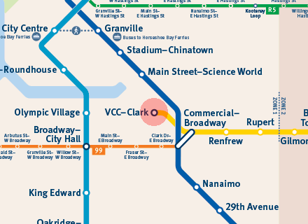 VCC–Clark station map