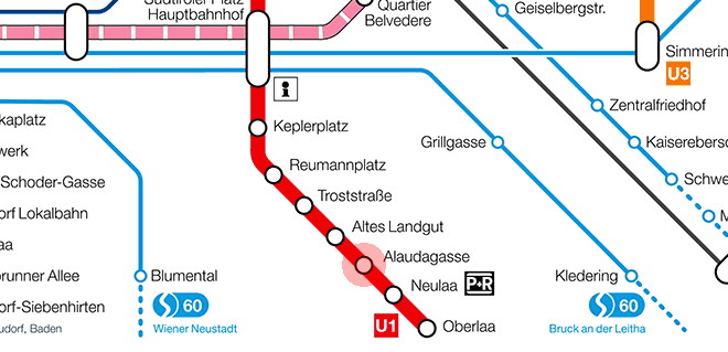 Alaudagasse station map