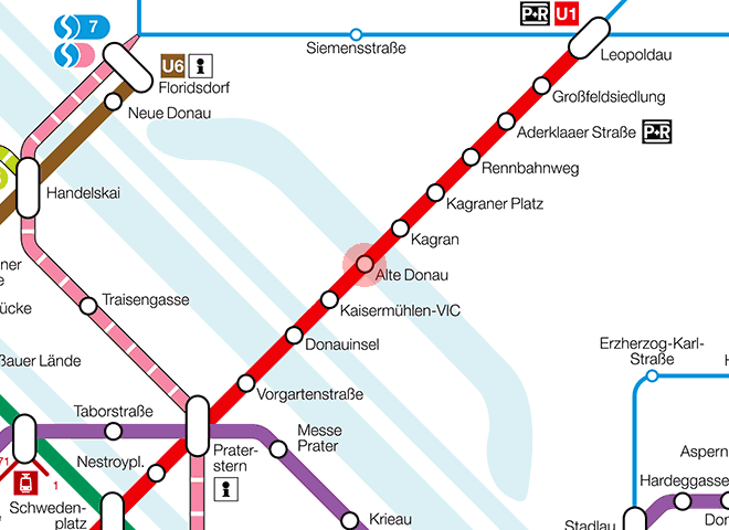 Alte Donau station map