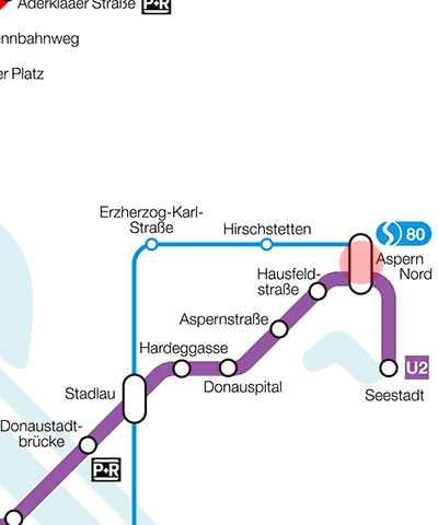 Aspern Nord station map