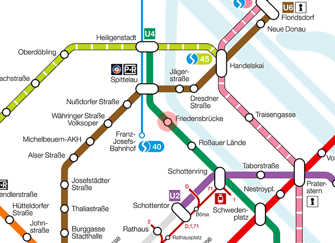 Friedensbrucke station map