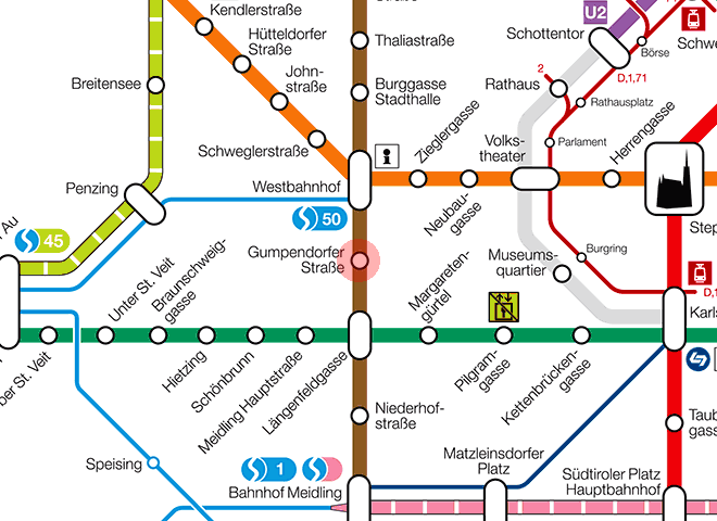 Gumpendorfer Strasse station map
