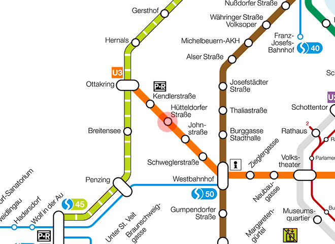 Hutteldorfer Strasse station map