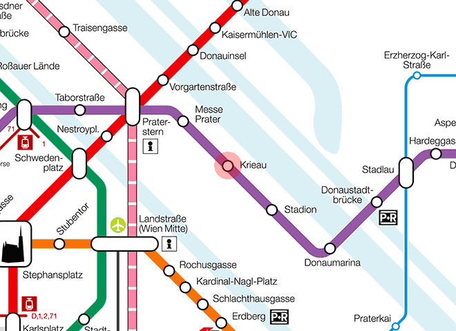 Krieau station map