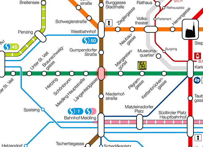 Langenfeldgasse station map