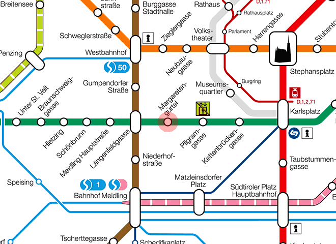 Margaretengurtel station map