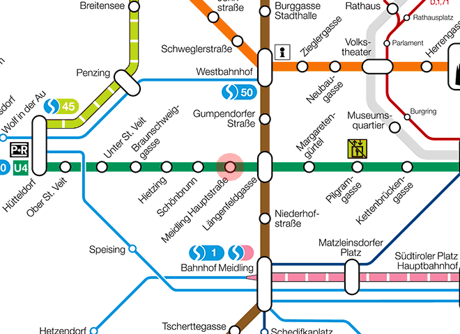 Meidling Hauptstrasse station map