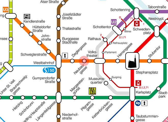 Neubaugasse station map