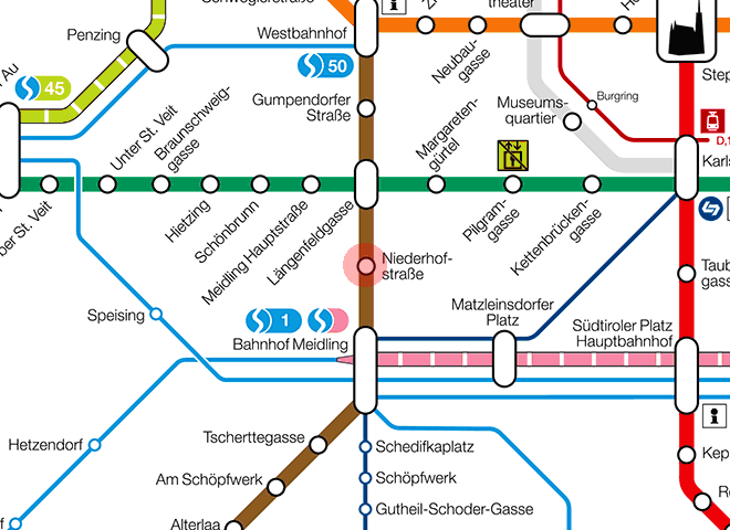 Niederhofstrasse station map