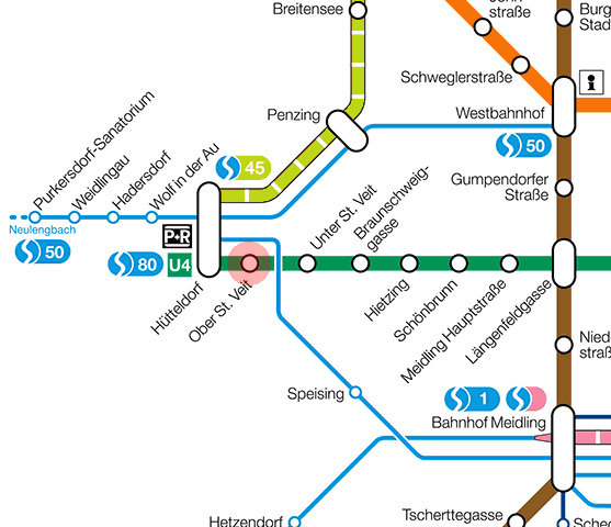Ober St. Veit station map