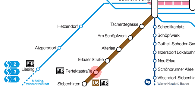 Perfektastrasse station map